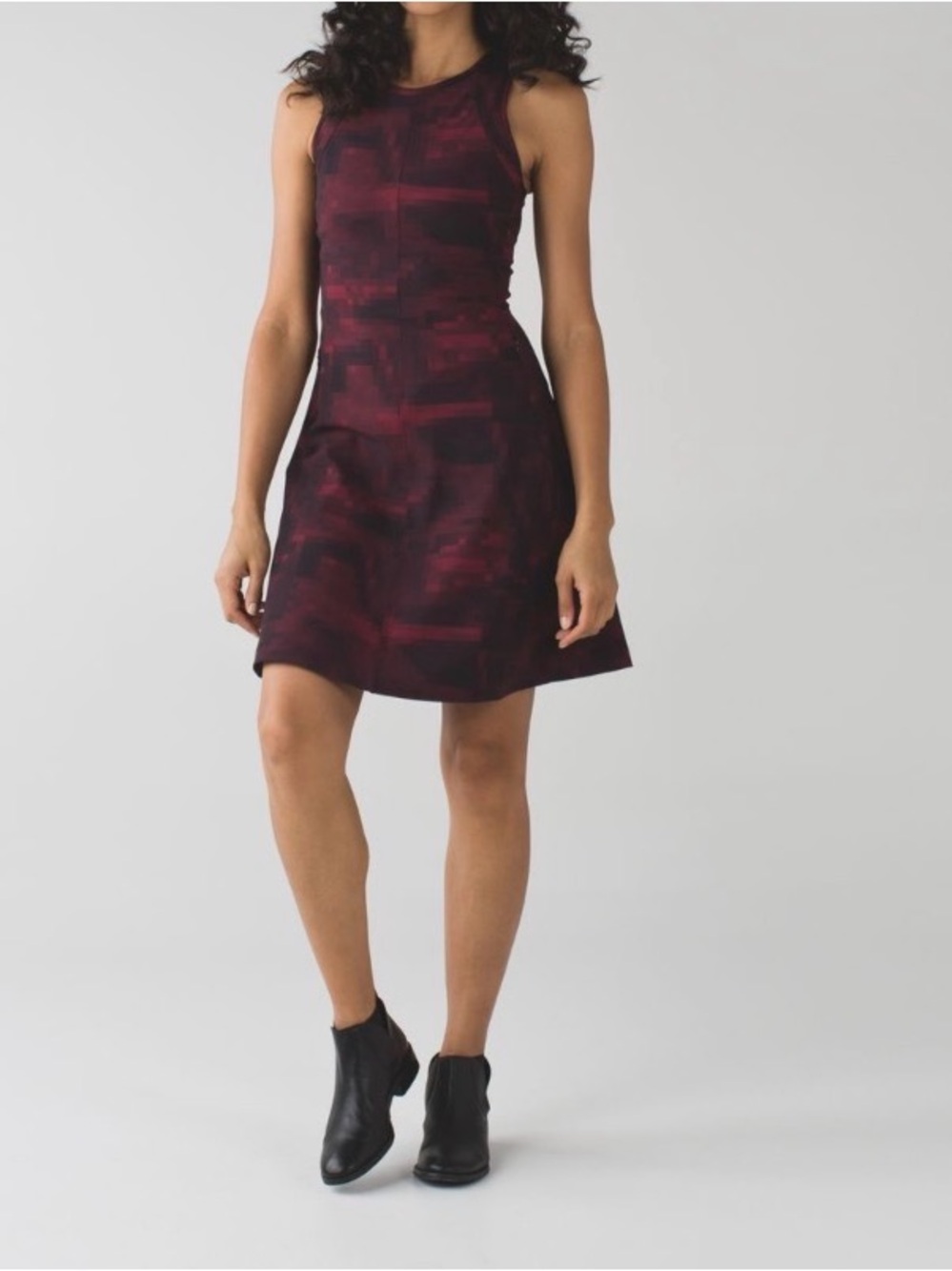 lululemon athletica Burgundy Patterned Sleeveless Mini Dress